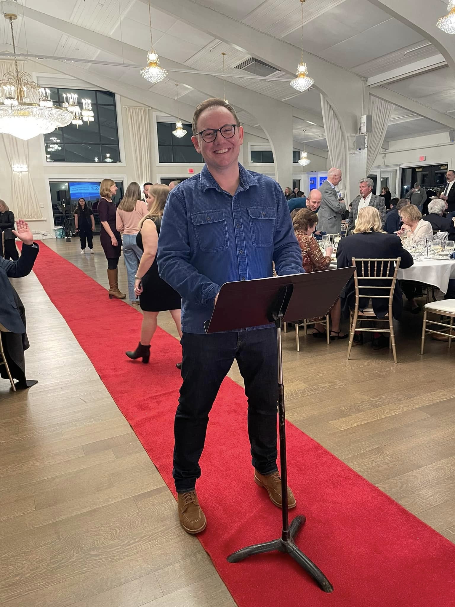 Simon Byrne at a music stand